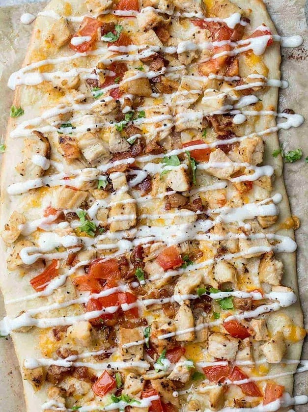 Avocado Chicken Flatbread Pizza