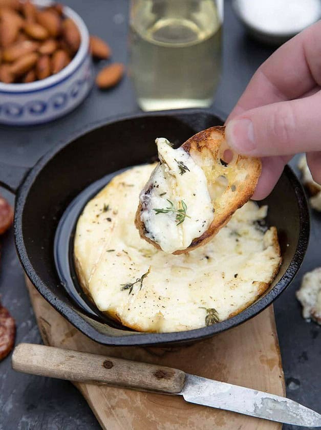 Grilled Baked Brie with Wine and Thyme