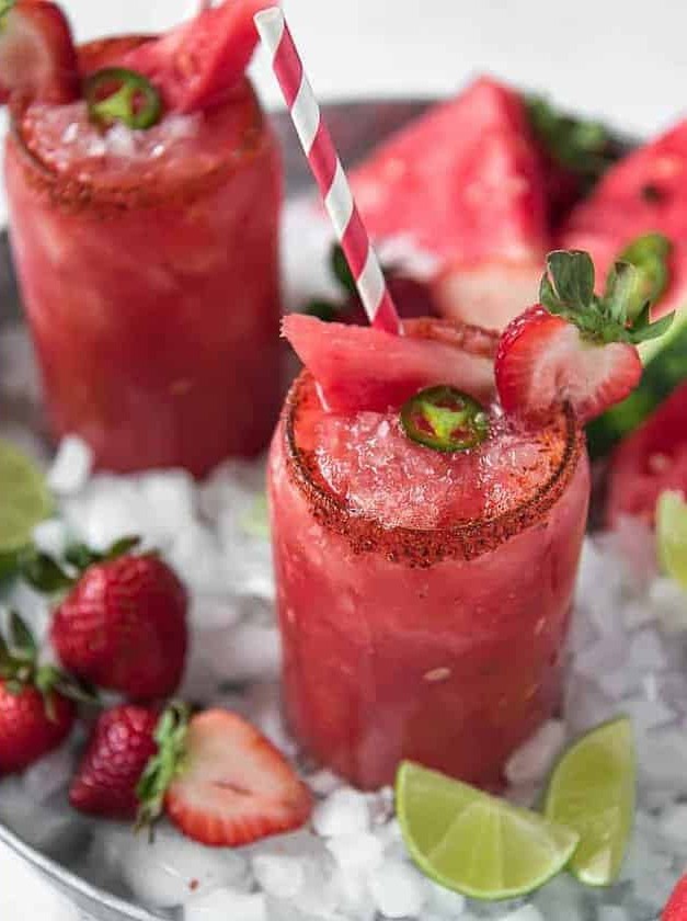 Spicy Strawberry Watermelon Margarita