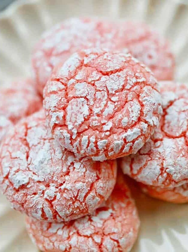 Strawberry Crinkle Cookies