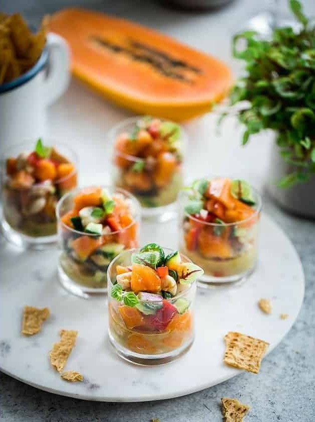 Papaya Barramundi Ceviche Cups