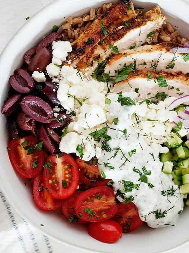 Mediterranean Chicken Farro Bowls