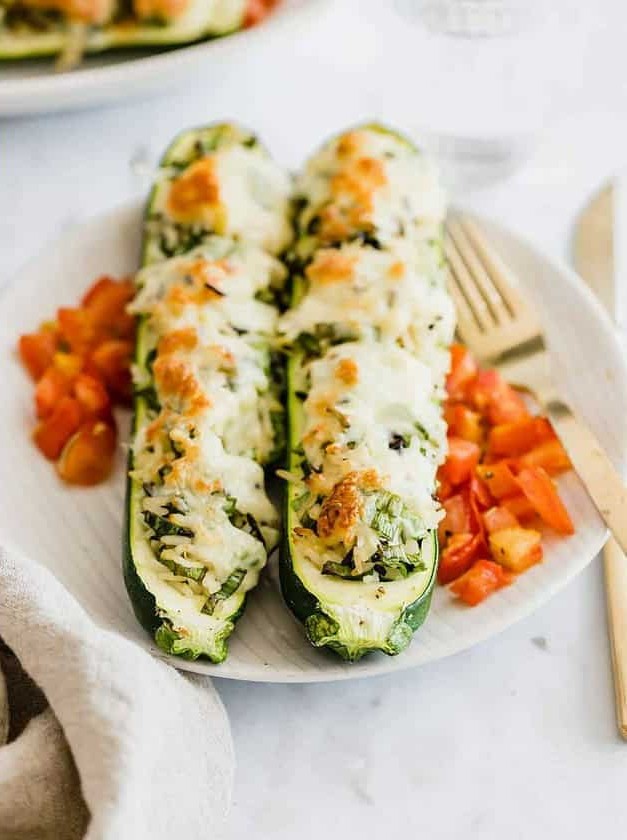 Vegetarian Stuffed Zucchini Boats with Rice