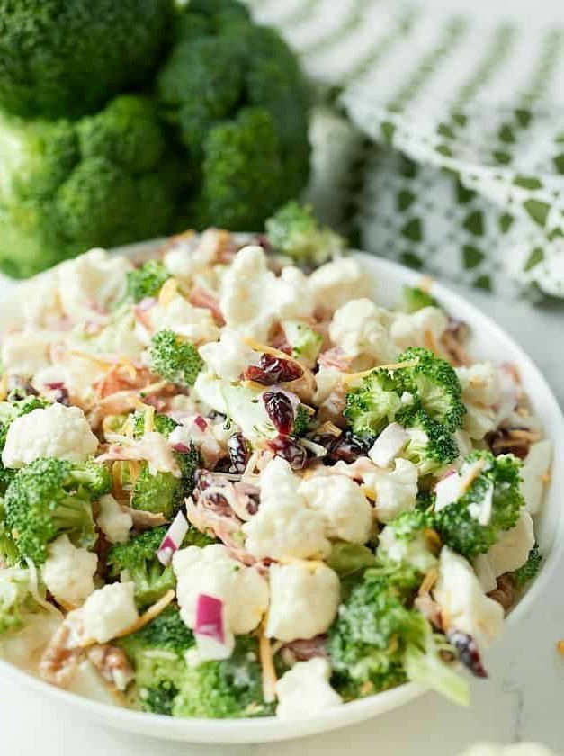 Creamy Broccoli Cauliflower Salad