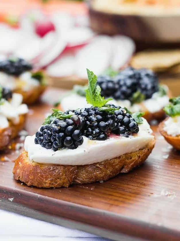 Blackberry Burrata Mint Crostini