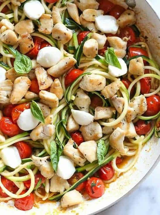 Chicken and Zucchini Noodle Caprese