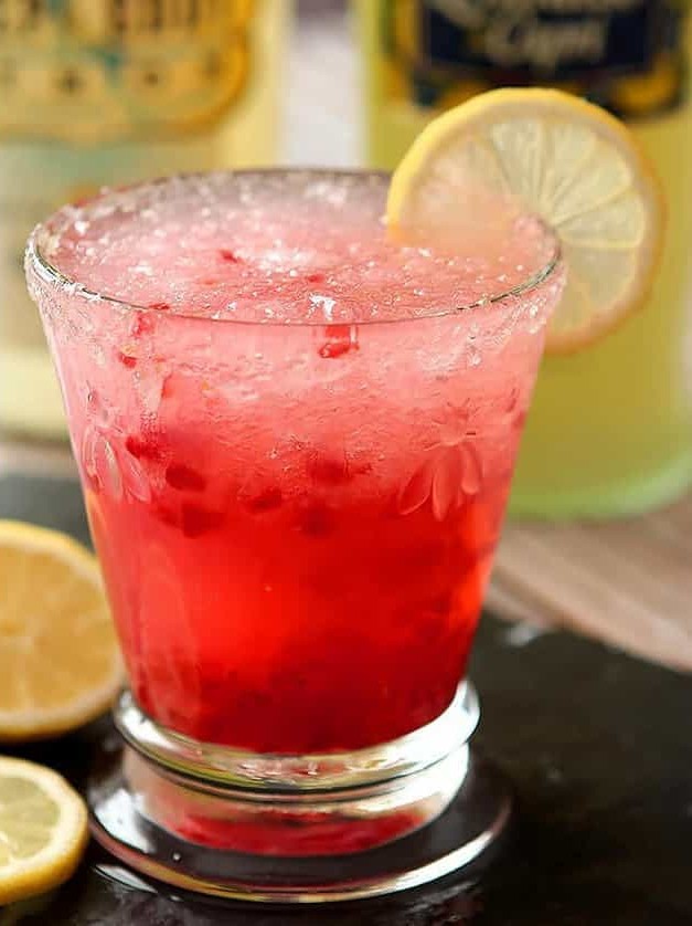 Limoncello and Raspberry Sparkling Slushy Cocktail