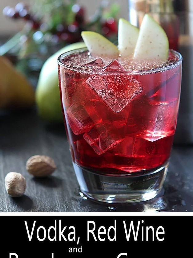 Vodka, Red Wine and Spiced Pear Liqueur Cocktail