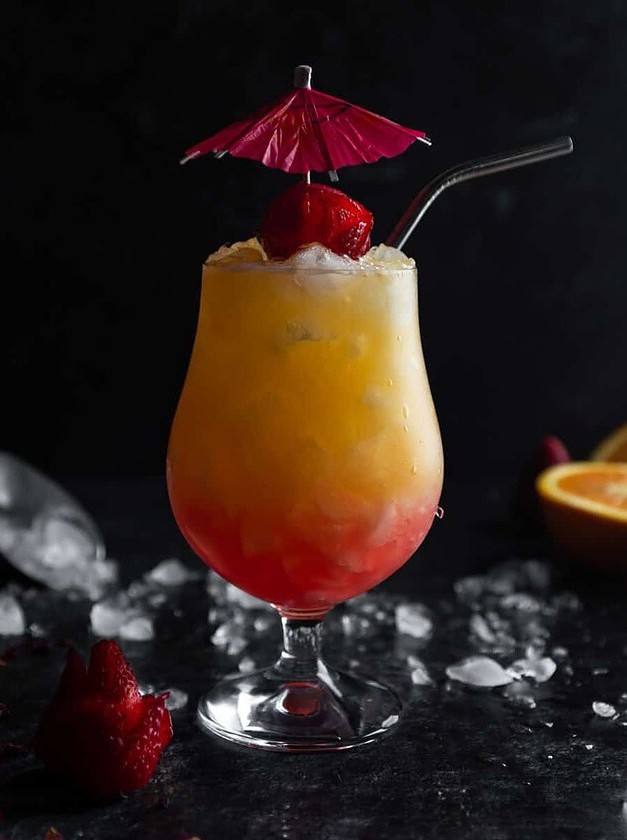 Strawberry Rose Tequila Sunrise