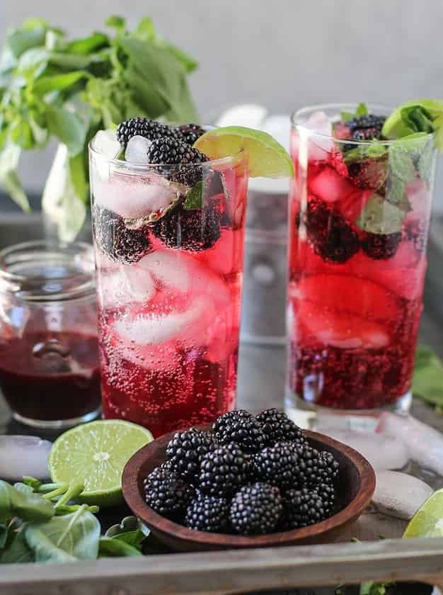 Blackberry Basil Mojitos