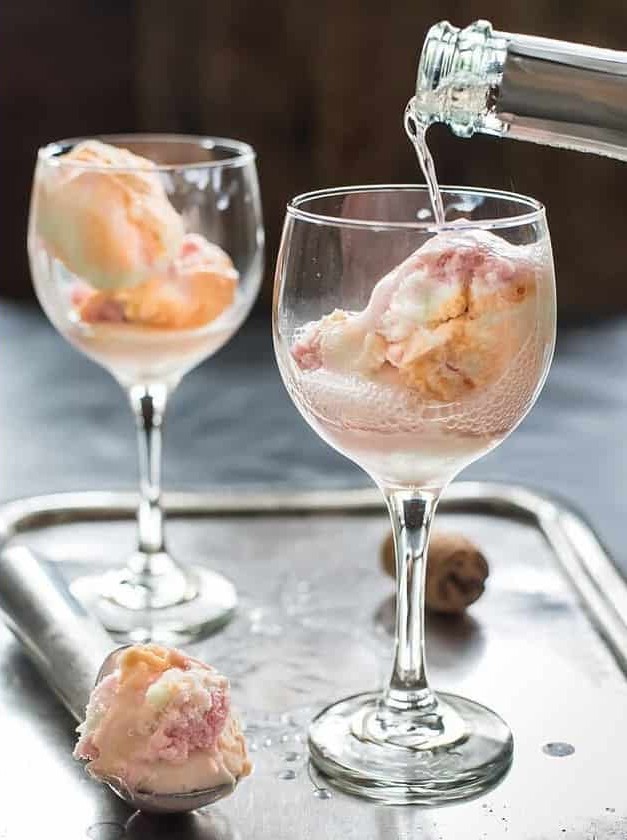 Rainbow Sherbet Champagne Floats