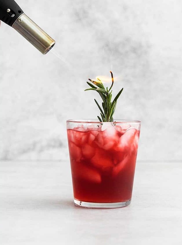 Smoked Rosemary and Blackberry Whiskey Sour