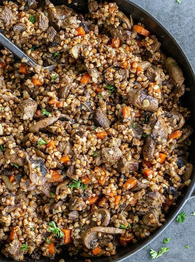 Stewed Buckwheat and Beef