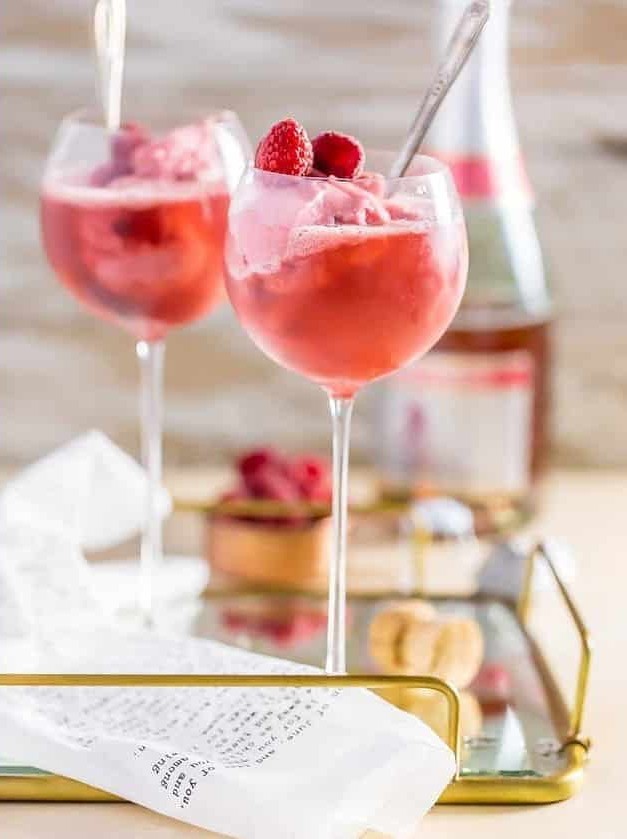 Raspberry Sorbet Pink Champagne Floats