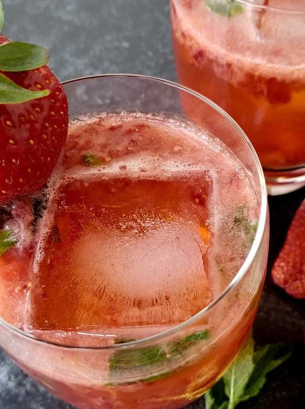 Strawberry Mint Bourbon Smash