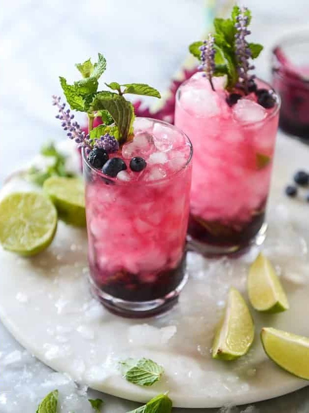 Blueberry Mojitos With Lavender Syrup