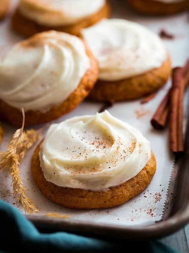 Pumpkin Cookies with Cream Cheese Frosting