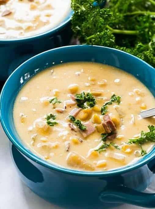 Crock Pot Cheesy Ham and Corn Chowder