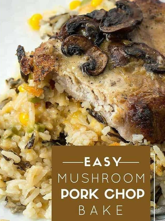 Mushroom Pork Chops with Vegetable Wild Rice Pilaf