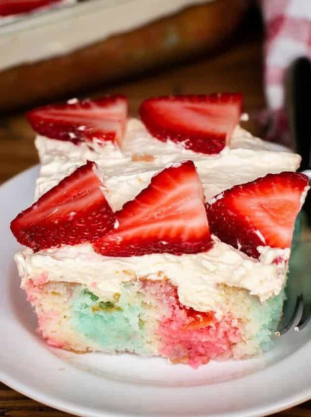 Flag Decorated Jello Poke Cake