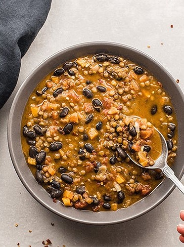 Protein Packed Black Bean and Lentil Soup