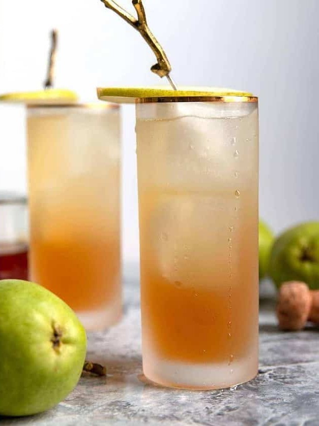 Sparkling Bourbon Pear Cocktail