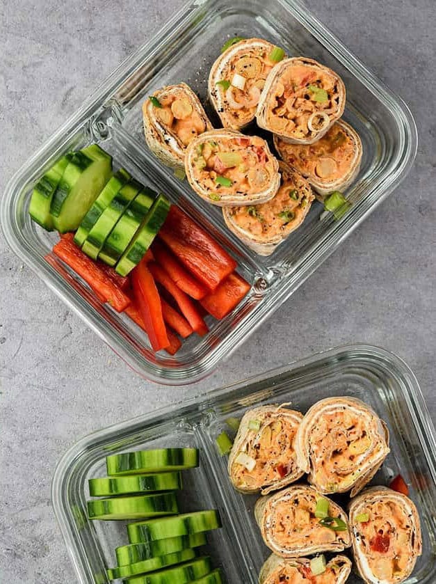 Buffalo Chickpea Pinwheel Meal Prep