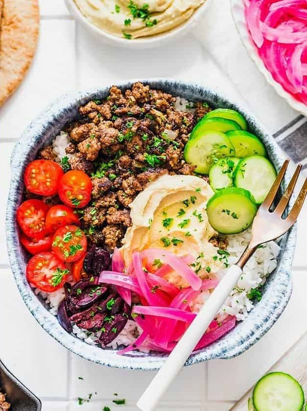 Middle Eastern Inspired Ground Beef Bowls