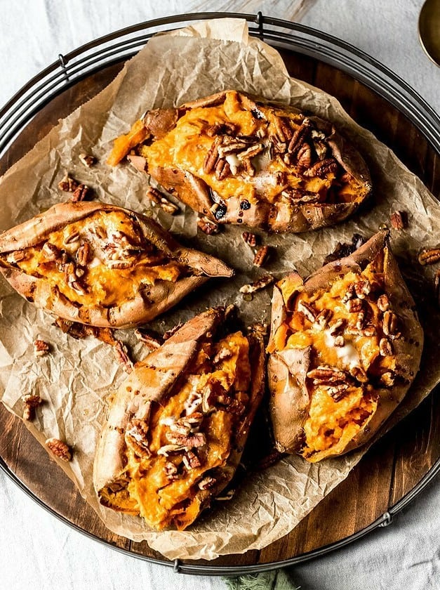 Maple Pecan Twice-Baked Sweet Potatoes