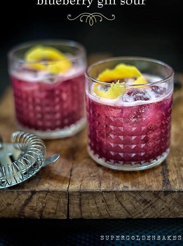 Blueberry Gin Sour Cocktail