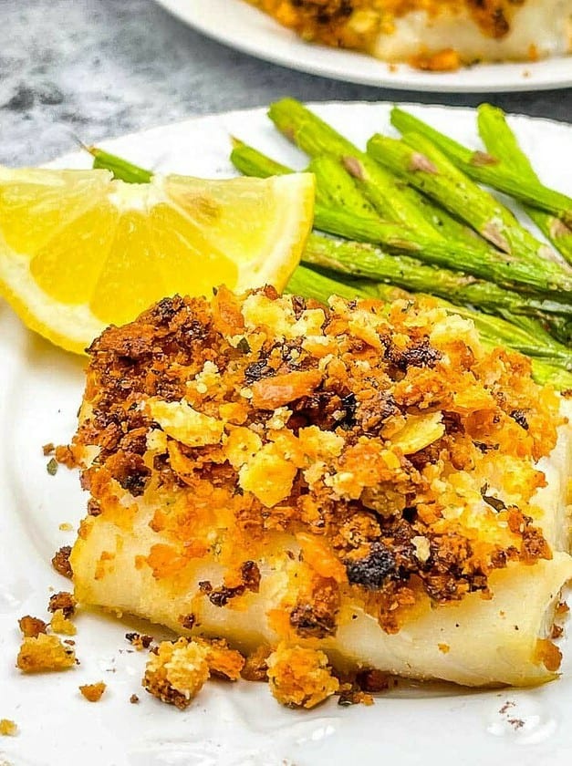 Air Fryer Cod with Ritz Cracker Topping