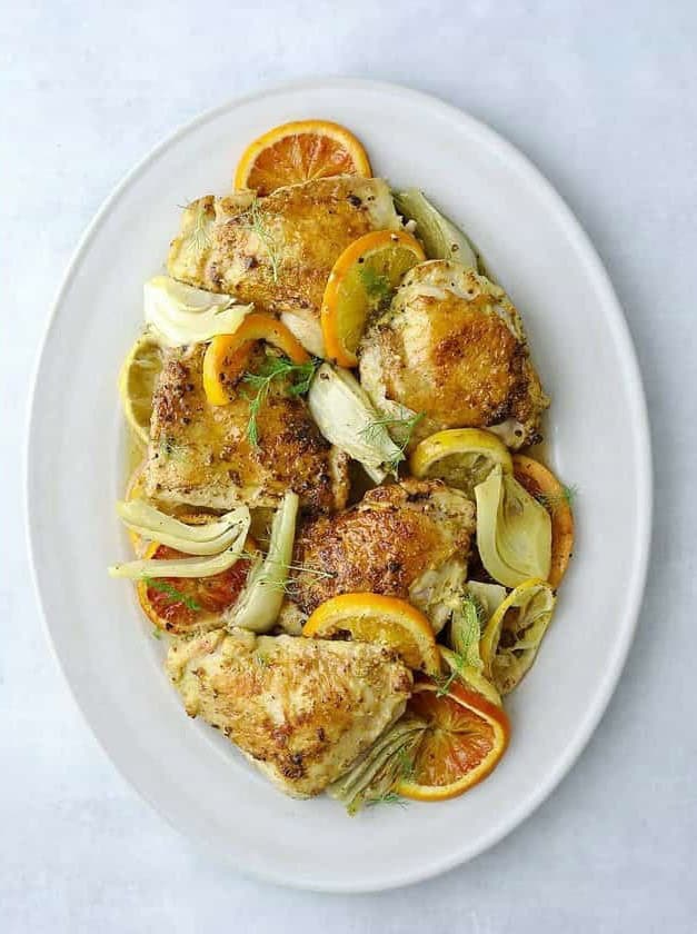 Roasted Chicken Thighs with Citrus and Fennel