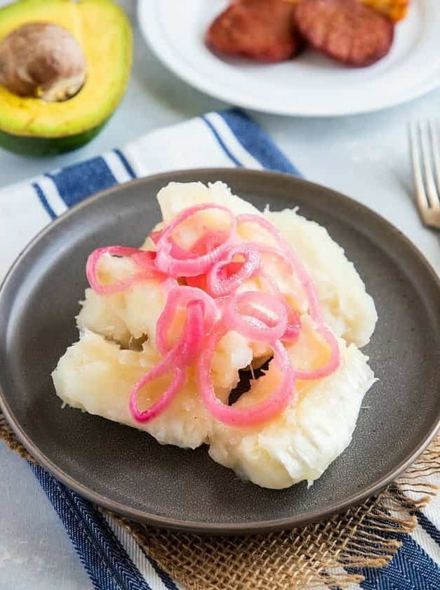 Boiled Yuca with Sauté Onions