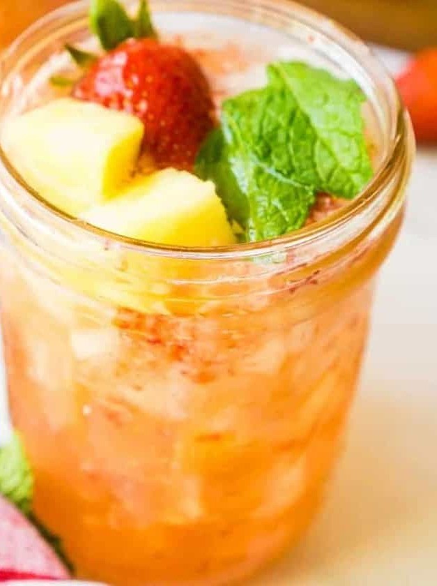 Tropical Strawberry Pineapple Rum Cocktail