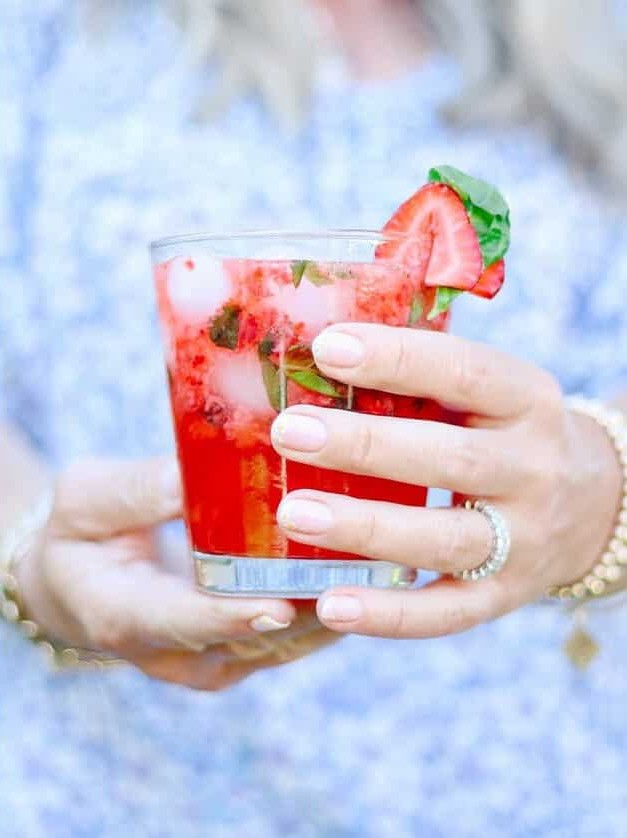 Muddled Strawberry Basil Cocktail