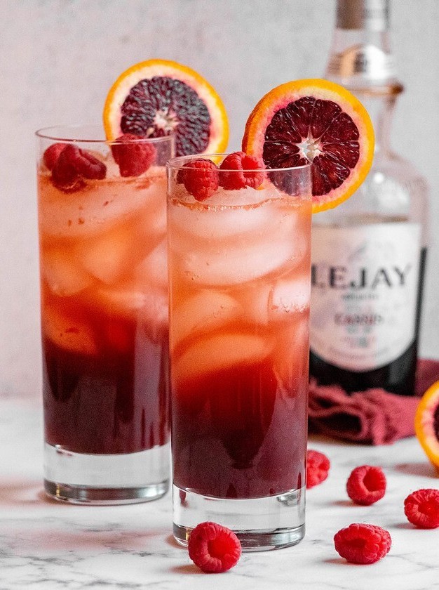 Raspberry Vodka Spritzer With Blood Orange