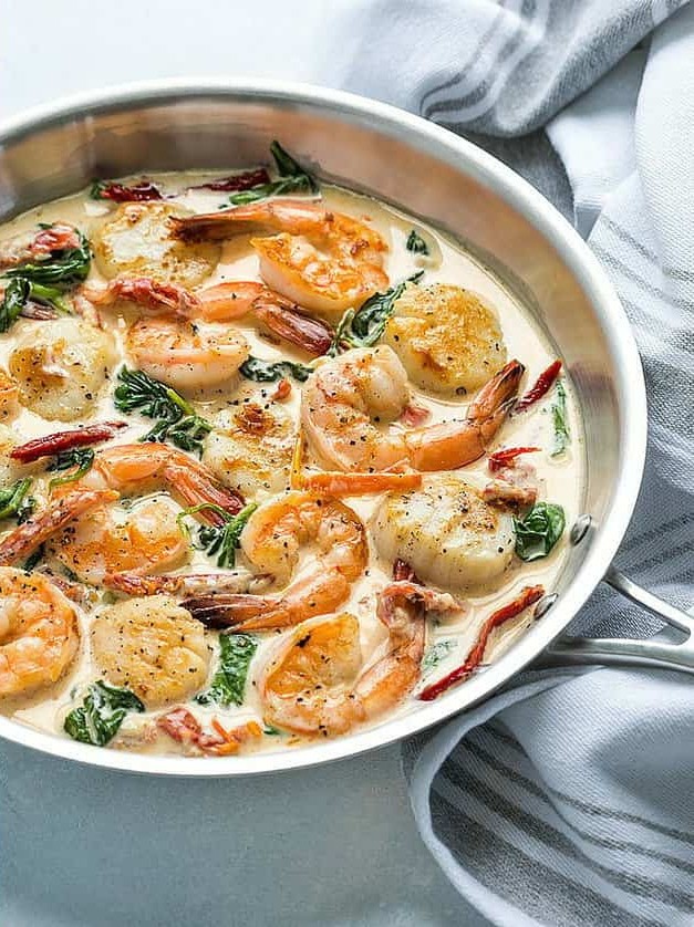 Creamy Tuscan Shrimp and Scallops