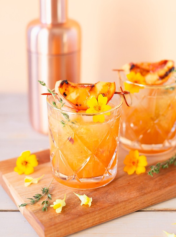 Smoked Peach Maple Bourbon Smash