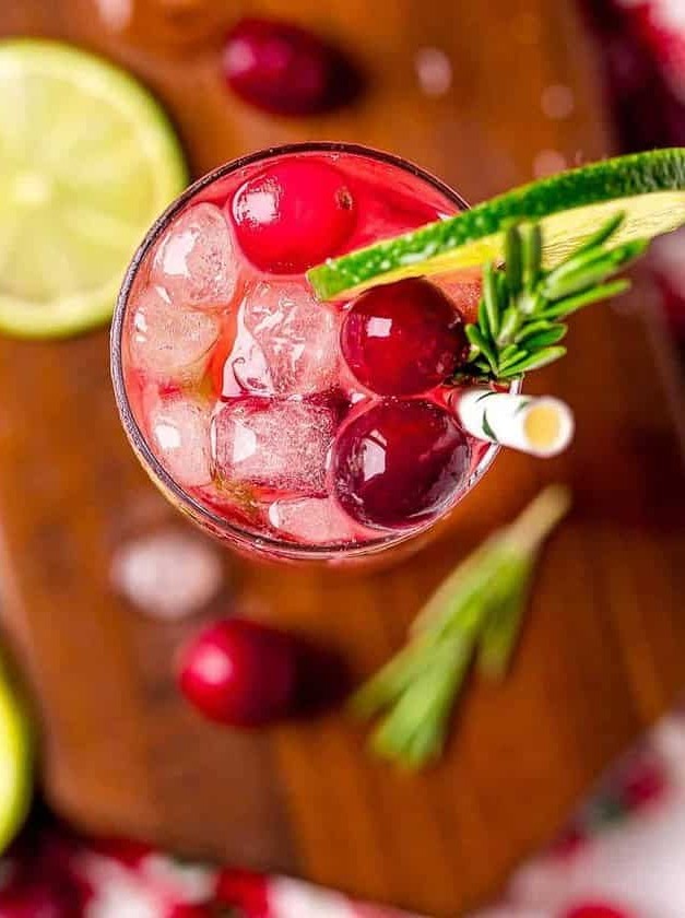 Cranberry Gin and Tonic With Rosemary