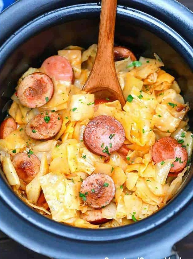 Slow Cooker Cabbage and Sausage