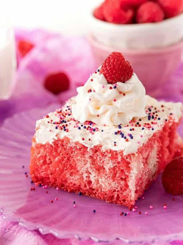 Raspberry Jello Poke Cake