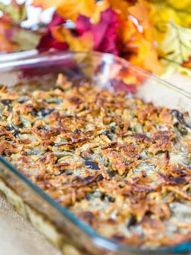 Gouda, Bacon and Portabella Mushroom Green Bean Casserole