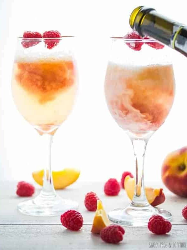 Peach Raspberry Bellinis