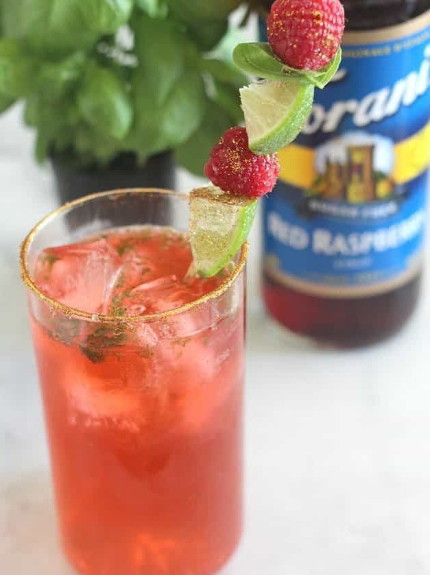 Raspberry Basil Sparkling Cocktail