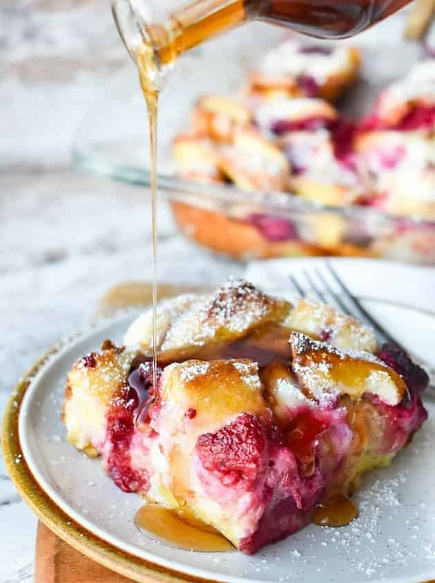 Raspberry Cheesecake French Toast Casserole