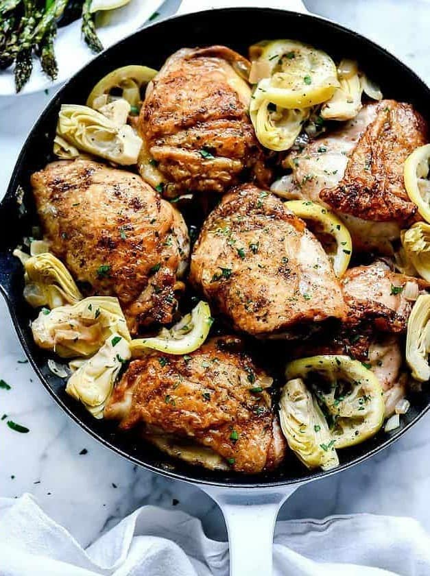 Lemon Chicken Thighs with Artichokes