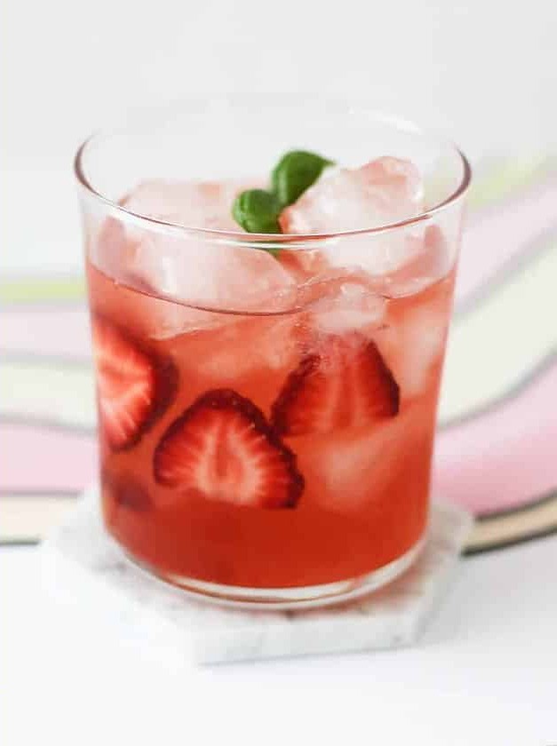 Strawberry Soju Cocktail With Basil and Ginger