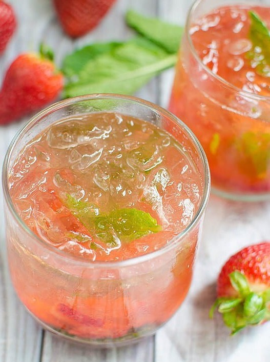 Strawberry Basil Bourbon Smash