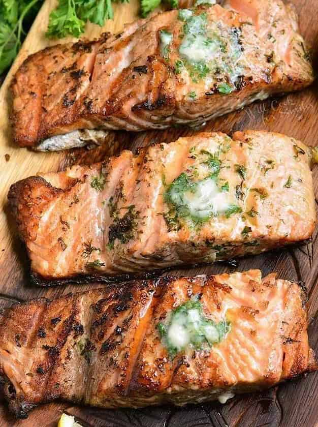 Grilled Salmon with Herb Butter