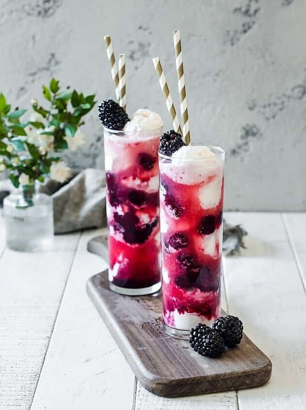 Blackberry Elderflower Ice Cream Soda